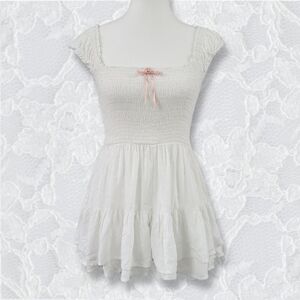 Urban Outfitters White Mini Dress with Pink Accent